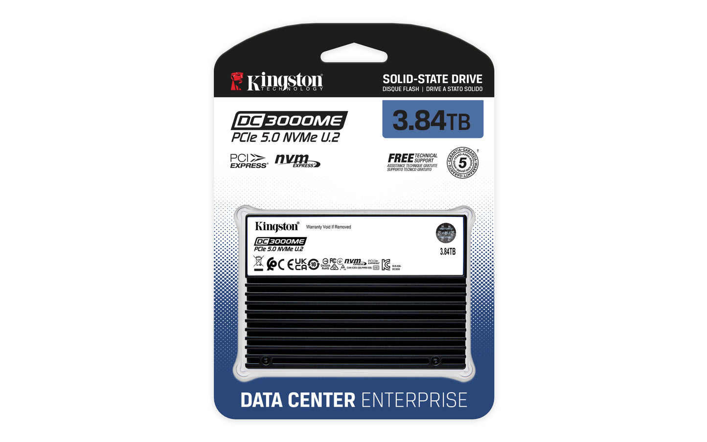 SEDC3000ME/3T8 - SSD 3,84TB Enterprise Empresarial Série DC3000ME para Servidores U.2 NVMe PCIe 5.0 TCG Opal  (R/W: 14.000 / 5.800 MB/s).