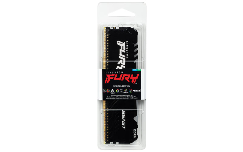 KF432C16BB12A/16 - Memória de 16GB DIMM DDR4 3200Mhz FURY Beast RGB 1,35V CL16 2Rx8 288 pinos para desktop/gamers.