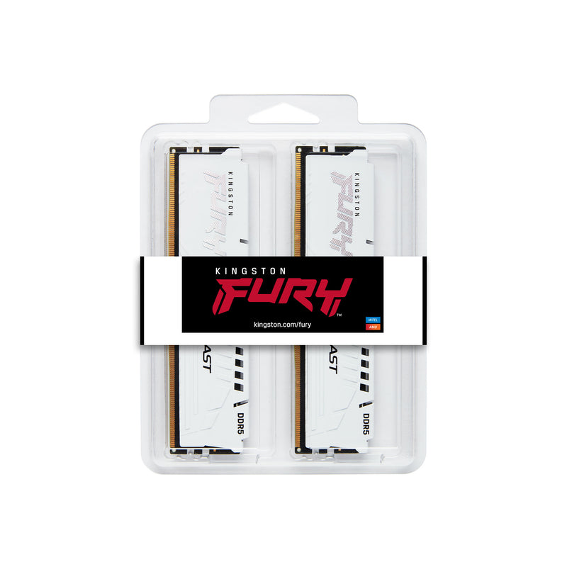 KF560C30BWEK2-32 - Kit de módulos de memória de 32GB (2 x 16GB) DIMM DDR5 6000Mhz FURY Beast White 1,4V CL30 1Rx8 288 pinos para desktop / gamers base AMD EXPO v1.1 e Intel.