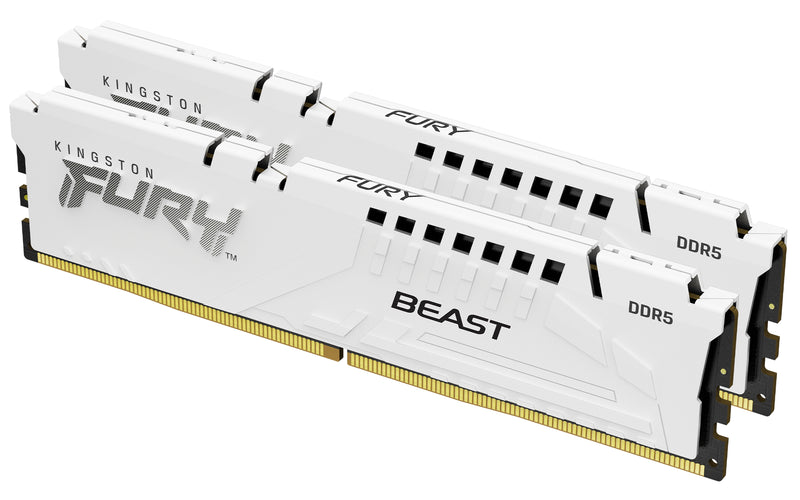 KF560C30BWEK2-64 - Kit de módulos de memória de 64GB (2 x 32GB) DIMM DDR5 6000Mhz FURY Beast White 1,4V CL30 2Rx8 288 pinos para desktop / gamers base AMD EXPO v1.1 e Intel.