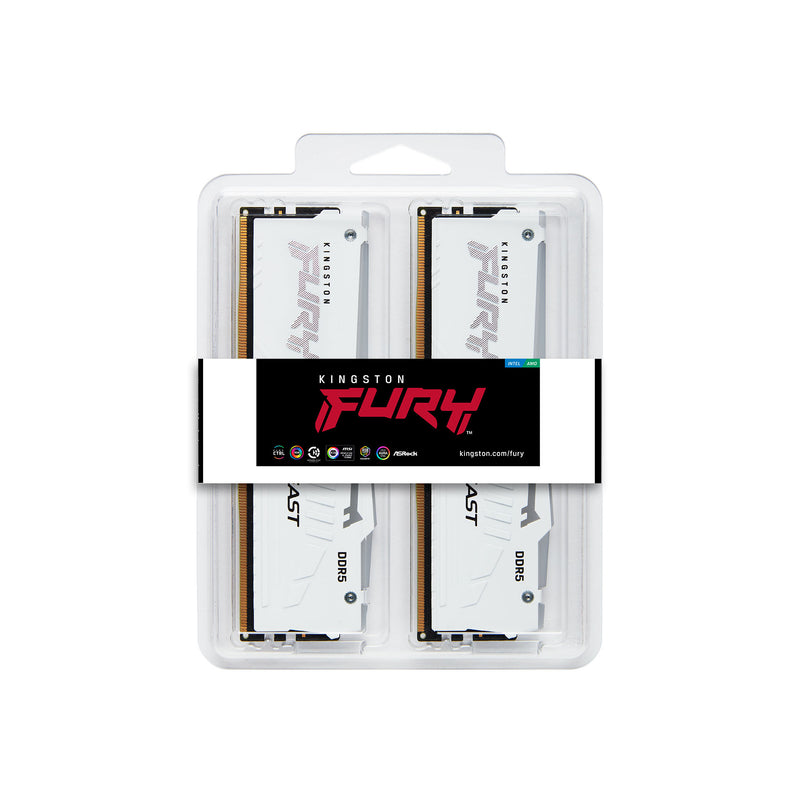 KF560C36BWE2AK2-32 - Kit de módulos de memória de 32GB (2 x 16GB) DIMM DDR5 6000Mhz CL36 FURY Beast White RGB 1,35V 1Rx8 288 pinos para desktop / gamers (Revisão 2).