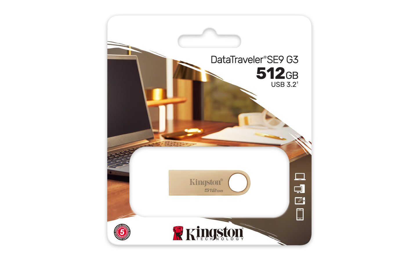 DTSE9G3/512GB - Pen Drive de 512GB USB 3.2 Gen.1  Metal Série SE9 G3 (Até 220MB/s Leitura e 100MB/s Gravação)