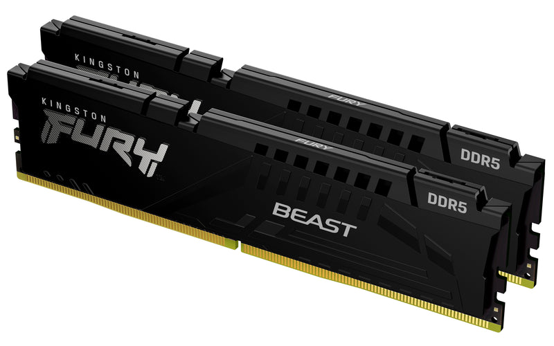 KF564C32BBEK2-32 - Kit de módulos de memória de 32GB (2 x 16GB) DIMM DDR5 6400Mhz FURY Beast Black 1,4V CL32 1Rx8 288 pinos para desktop / gamers base AMD EXPO v1.1 e Intel.