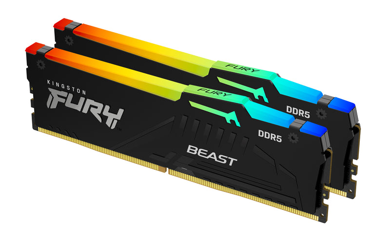 KF568C34BBEAK2-32 - Kit de módulos de memória de 32GB (2 x 16GB) DIMM DDR5 6800Mhz FURY Beast RGB 1,4V CL34 1Rx8 288 pinos para desktop / gamers base AMD EXPO v1.1 e Intel.