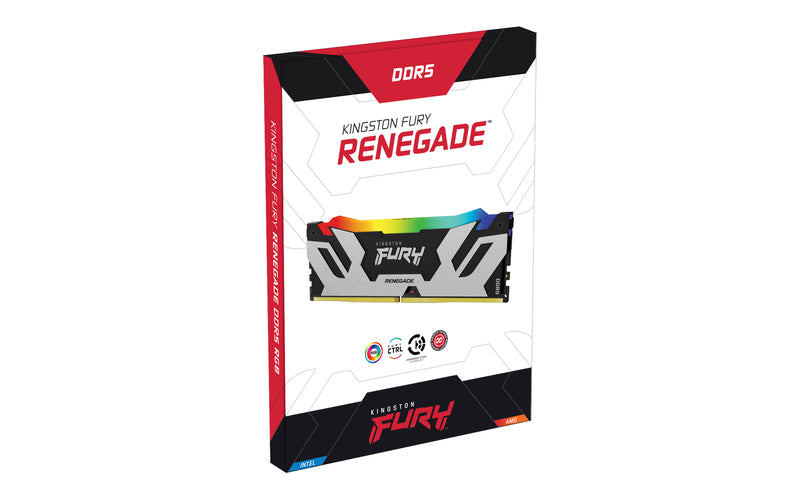 KF584CU40RSA-24 - Módulo de memória de 24GB CUDIMM DDR5 8400Mhz FURY Renegade RGB Silver 1,45V 1Rx8 288 pinos para desktop / gamers.