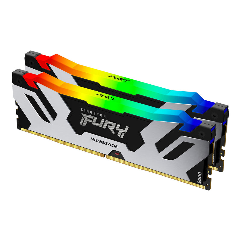 KF584CU40RSAK2-48 - Kit de módulos de memória de 48GB (2 x 24GB) CUDIMM DDR5 8400Mhz FURY Renegade RGB Silver 1,45V 1Rx8 288 pinos para desktop / gamers.