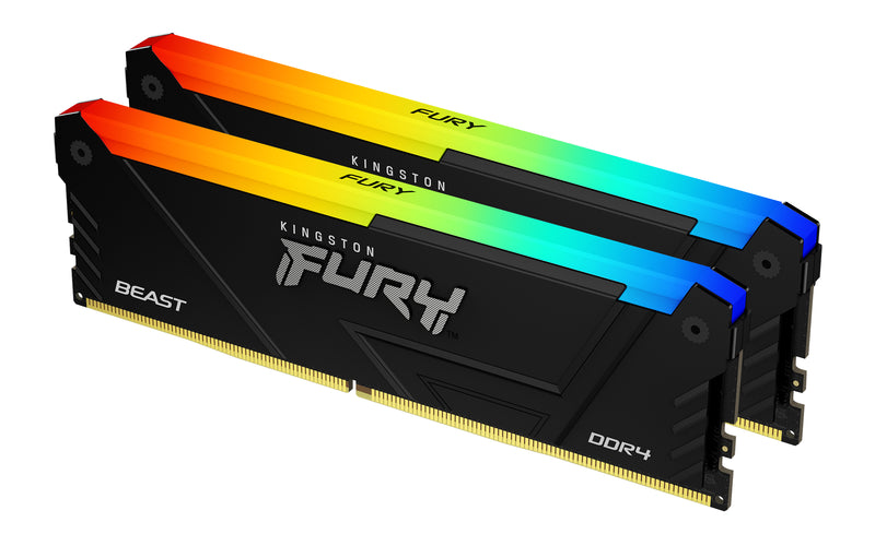 KF436C17BB2AK2/16 - Kit de memórias de 16GB (2 x 8GB) DIMM DDR4 3600Mhz FURY Beast RGB 1,35V CL17 1Rx8 288 pinos para desktop/gamers.