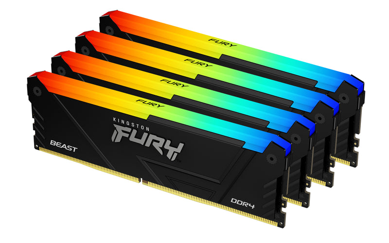 KF436C18BB2AK4/128 - Kit de memórias de 128GB (4 x 32GB) DIMM DDR4 3600Mhz FURY Beast RGB 1,35V CL18 2Rx8 288 pinos para desktop/gamers.