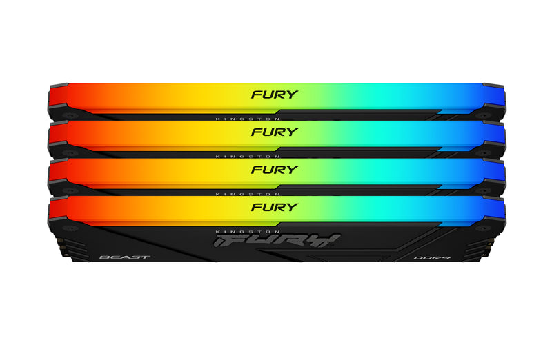 KF432C16BB2AK4/128 - Kit de memórias de 128GB (4 x 32GB) DIMM DDR4 3200Mhz FURY Beast RGB 1,35V CL16 2Rx8 288 pinos para desktop/gamers.