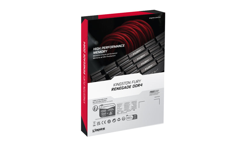 KF436C16RB12/16 - Memória de 16GB DIMM DDR4 3600Mhz FURY Renegade Black 1,35V CL16 2Rx8 288 pinos para desktop/gamers.