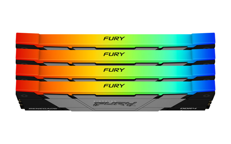 KF432C16RB12AK4/64 - Kit de memórias de 64GB (4 x 16GB) DIMM DDR4 3200Mhz FURY Renegade RGB 1,35V CL16 2Rx8 288 pinos para desktop/gamers.