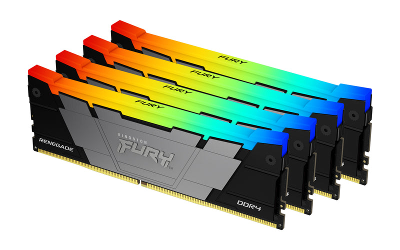 KF436C16RB2AK4/32 - Kit de memórias de 32GB (4 x 8GB) DIMM DDR4 3600Mhz FURY Renegade RGB 1,35V CL16 1Rx8 288 pinos para desktop/gamers.