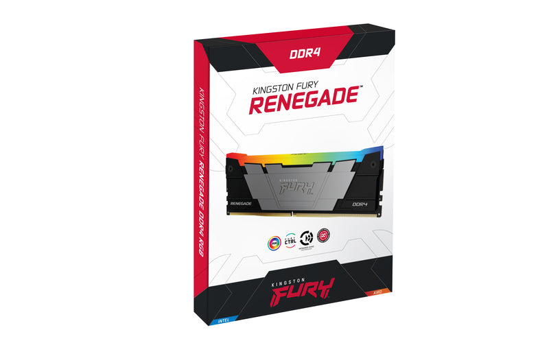 KF432C16RB12A/16 - Memória de 16GB DIMM DDR4 3200Mhz FURY Renegade RGB 1,35V CL16 2Rx8 288 pinos para desktop/gamers.