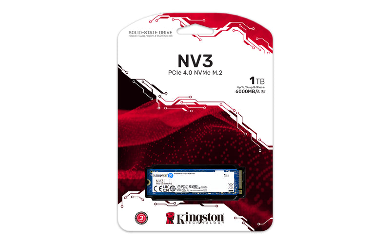 SNV3S/1000G - SSD de 1TB padrão NV3 formato M.2 2280 NVMe 4.0 Gen 4x4 ultra rápido (Leitura/Gravação: 6000/4000 MB/seg).