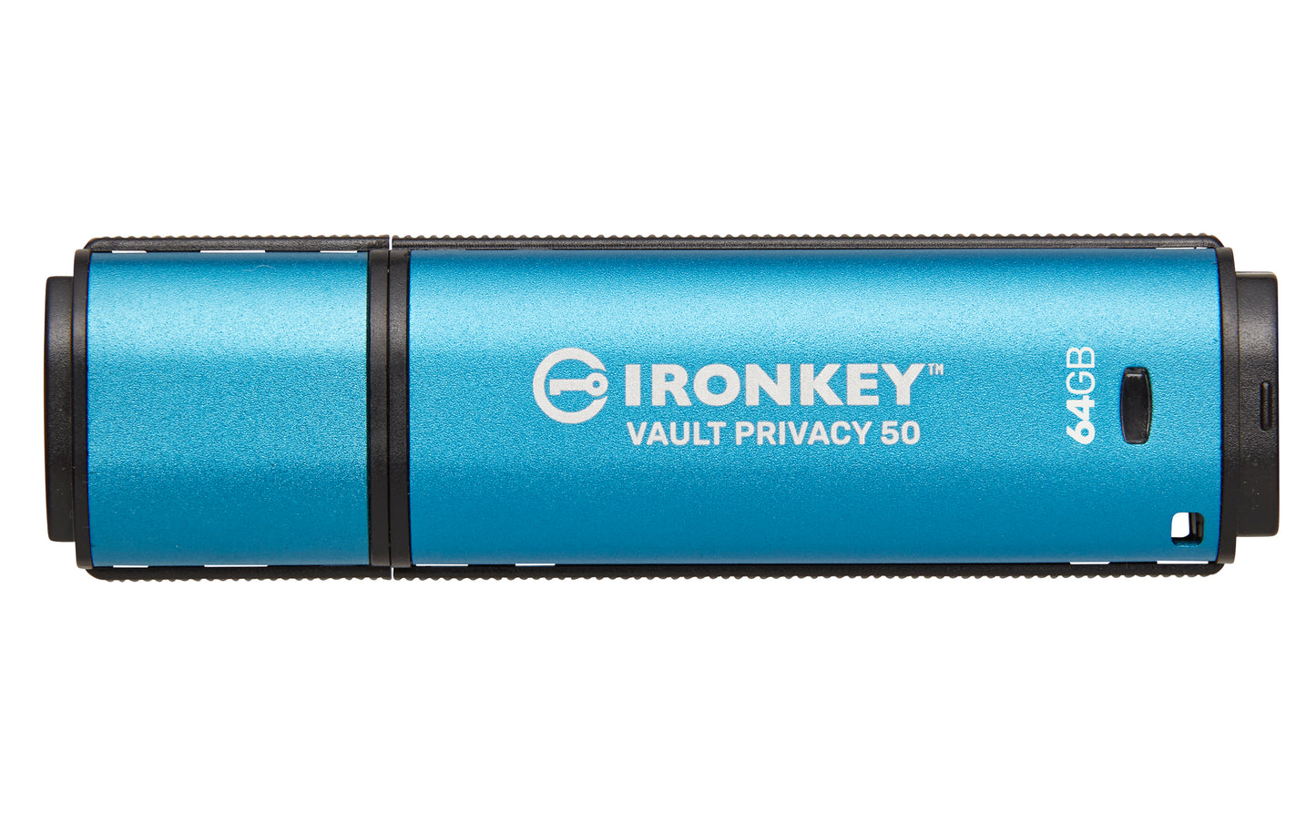 IKVP50/64GB - Pen Drive de 64GB IronKey Vault Privacy 50, com certificação FIPS 197 e criptografia XTS-AES de 256 bits.