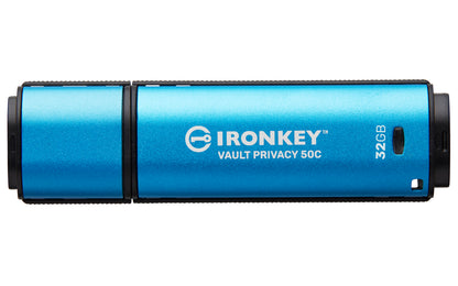 IKVP50C/32GB - Pen Drive de 32GB USB-C (Tipo C) IronKey Vault Privacy 50, com certificação FIPS 197 e criptografia XTS-AES de 256 bits.